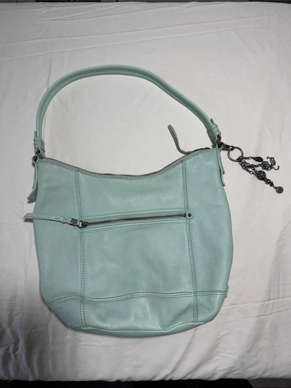 The Sak Sequoia Hobo Mint Green Pebbled Leather Shoulder Bag  Purse